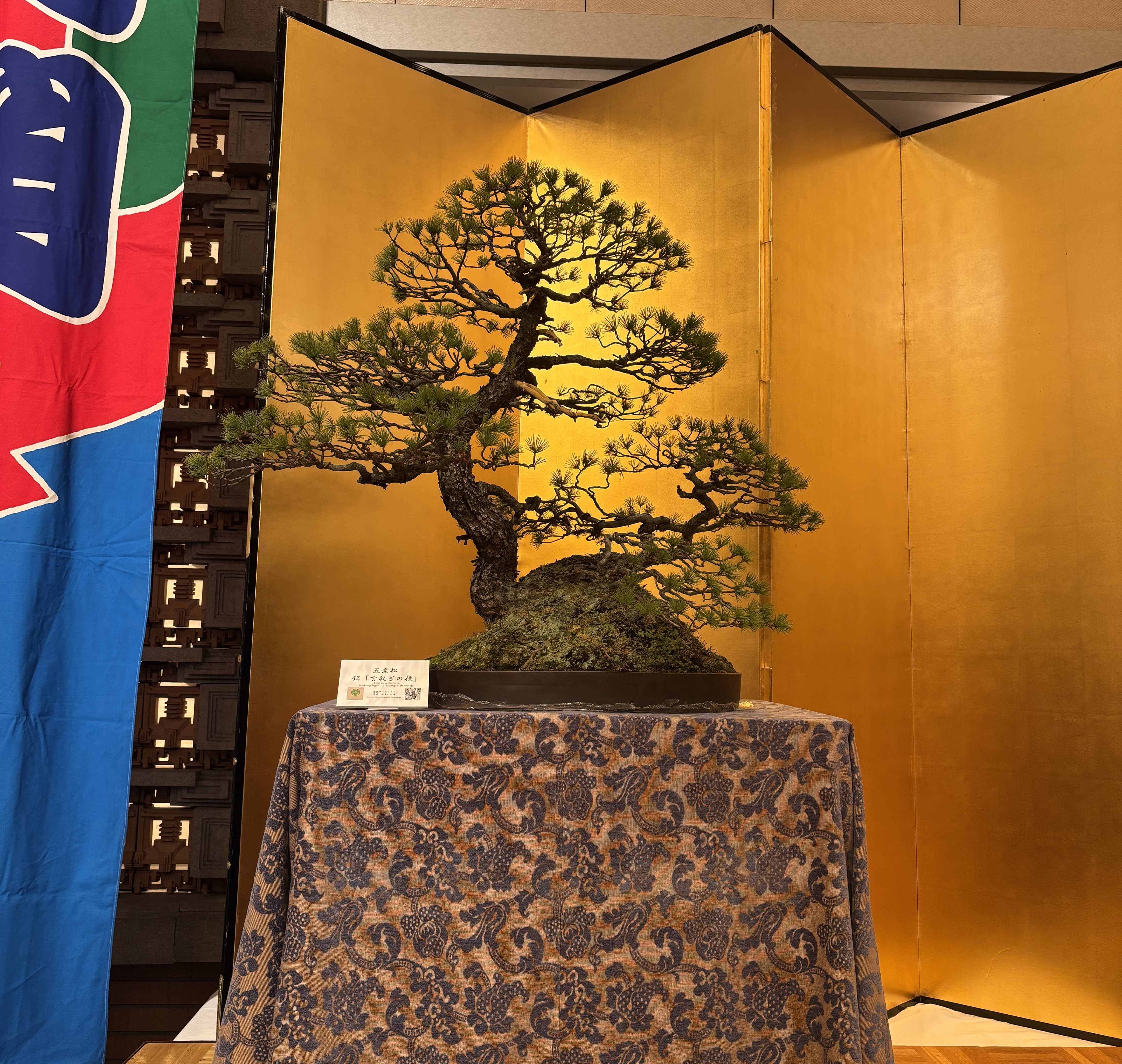 帝国ホテル東京での高砂部屋千秋楽祝賀会にて壇上に盆栽展示